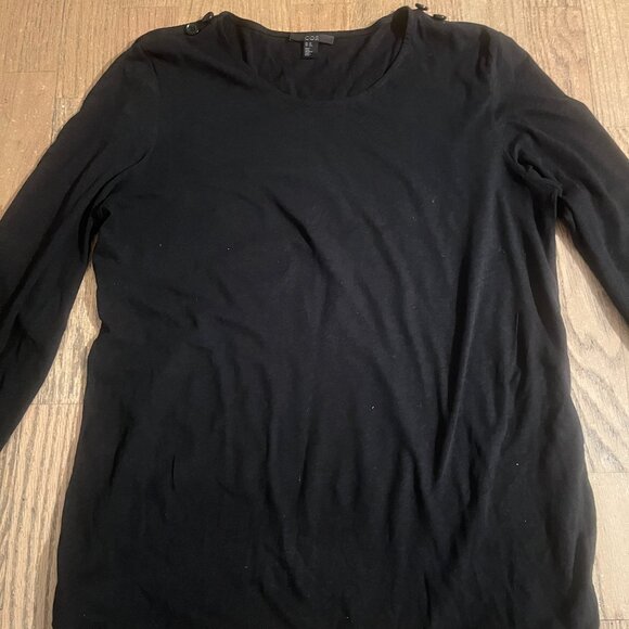 COS Cotton Long Sleeve Shirt Black Oversized Comfy Casual Sz XS - Picture 3 of 5